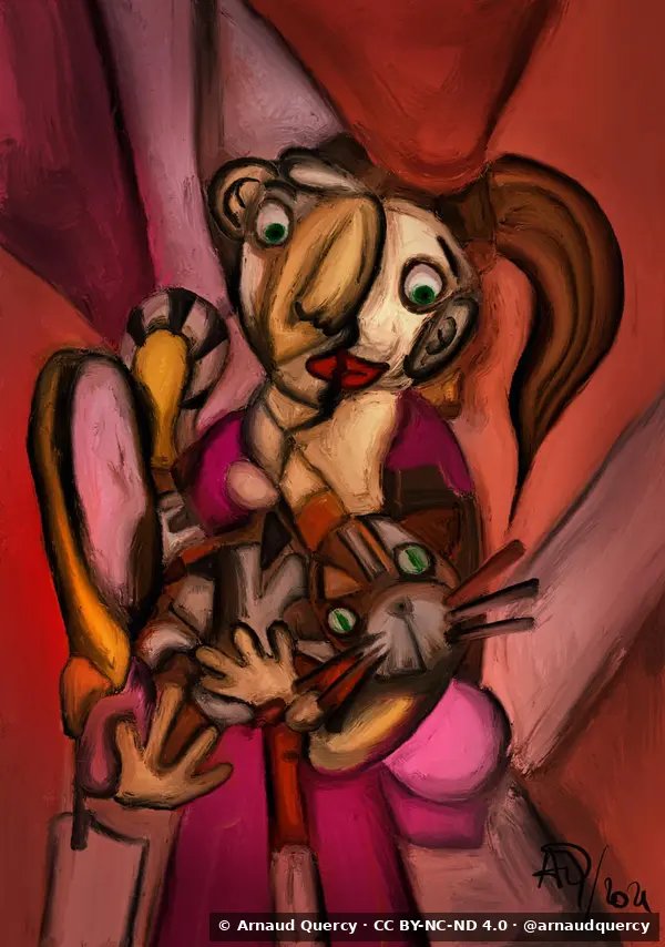 The little girl and her cat